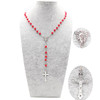 36" Pearl Beaded  --Rosary w/ Silver Cross w/ JESUS in Keepstake Box  .62 ea