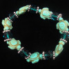 Stone Turquoise Stretch Turtle Bracelet w/ Crystal Beads .60 each