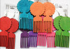  3.5" Wood Earrings w/ Hair Pic & Afro Cut Bright Colors .58 per pair