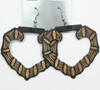 2.5" Wood Heart Bamboo Look Fashion Earrings  3 colors .58 per pair 