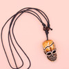 DBl Cord Wood Bead Necklace w/ Skull Pendant 2 Colors .68 ea