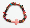 Cross Asst Colors w/ Chip Shells & Wood Beads Bracelet .60 Each