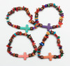 Cross Asst Colors w/ Chip Shells & Wood Beads Bracelet .60 Each