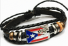 Puerto Rico Metal Flag w/Frog Multi Strand Leather Cord Bracelet .60 Each