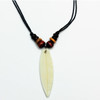 DBL Strand Carved Bone Leather Cord Necklace w/ Wood Beads  .83 ea