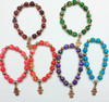 Glass MBL Beaded Stretch Bracelet w/ Hamsa Charm  .60 ea