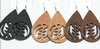 Gye Nyame Symbol Wood Earring Natural Colors 3" .58 per pair