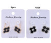 Gold & Silver w/ Stones Black & White Luxe Clover Fashion Earring .60 Each