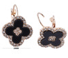 Gold & Silver w/ Stones Black & White Luxe Clover Fashion Earring .60 Each