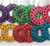 2.25" Round Sunburst Bright Colors Wood Earring .58 Each