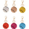  2.5" Round Crystal Stone Baseball Keychains w/ Clip  6 - colors  .62 ea