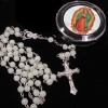 36" Glow in Dark Guadeloupe Rosary in Round box .62 ea