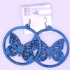 2.5" Carved Butterfly Wood Earring Brights Colors .60 Each