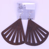 3" Fan Shaped Wood Earring w/ Slits Natural Colors .62 each pair