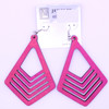 3" Chevron Pattern Slitted Wood Earring Bright Colors .62 each pair