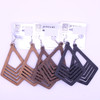 3" Chevron Pattern Slitted Wood Earring Natural Colors .62 each pair