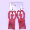 3" Adinkra Symbol Comb Earring Bright Colors .62 each pair