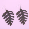 2.5" Leaf Cut-out Wood Earring Natural Colors .62 each pair