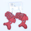 3.5" Woman w/ Turban Wood Earring Bright Colors .62 Per Pair
