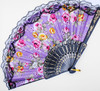 9" Black Handle Fan w/ Lace & Floral Print  .62 ea