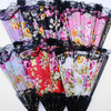 9" Black Handle Fan w/ Lace & Floral Print  .62 ea