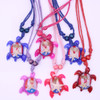 Colorful DBL Cord Necklace w/ Puerto Rico Flag Turtle Pendant .68 ea