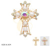 2.5" Elegant Crystal & Pearl Cross Brooch .68 each