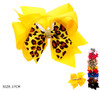 6.7" Leopard Print Layered Gator Clip Hair Bow with Stone Center .68 each