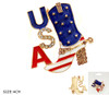 1.5" USA Boot Patriotic Rhinestone & Enamel Brooch Pin .68 each
