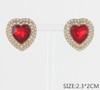 0.9" Heart Crystal Clip On Earrings .68 each pair