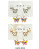 3 Pair Butterfly Stud & Dangle Earrings Set with Pearls and Rhinestones .68 each set