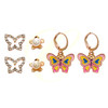 3 Pair Butterfly Stud & Dangle Earrings Set with Pearls and Rhinestones .68 each set