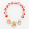 Frosted Beaded Bracelet with Pearl Accents & Rhinestone MAMA Heart Charms .68 each