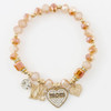 Blush Crystal Beaded Bracelet with Rhinestone MOM Heart & Love Charm .68 each