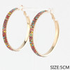 2" Gold & Silver Multicolor Rhinestone Hoop Earrings .68 each pair