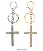4.7" Rhinestone Cross Charm Keychain with Lobster Clasp .68 each