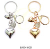 3.7" Triple Heart Charm Keychain with Lobster Clasp .68 each