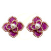 1" Petal Pearl Flower Stud Earrings .68 each pair