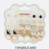 15 Pair Hearts, Cross, Pearl Stud Earring Set .68 each set