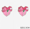 0.9" Enamel Floral Heart Stud Earrings with Pearl Accent .68 each pair