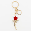 4.5" #1 MOM Red Rose Rhinestone Keychain .68 each