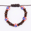 Puerto Rico Flag Fimo Pendant w/ Wood Bead Cord Bracelet .68 each