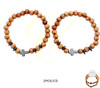 2 Pc Set Natural Wood Bead Hematite Cross Bracelet .68 each set