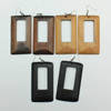 2.75" Rectangle Shape Wood Earring Browns/Blk .68 each pair