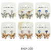 1.3" Rhinestone Butterfly Drop Earrings with Heart Stud .68 each