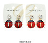 1.6" Ladybug Drop Earrings with Crystal Stud .68 each pair