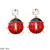 1.6" Ladybug Drop Earrings with Crystal Stud .68 each pair