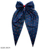 13.7" Denim Look Cherry Print Long Tail Gator Clip Hair Bow .68 each