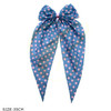 13.7" Denim Look Polka Dot Print Long Tail Gator Clip Hair Bow .68 each