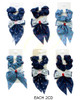 2 Pc Set Denim Look Cherry Scrunchie & Bow Hair Clip .68 each set